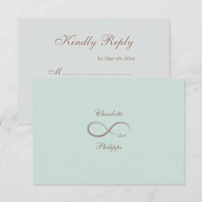 Invitation Symbole d'infini Or Monnaie Gris Réponse Mariage (Devant / Derrière)