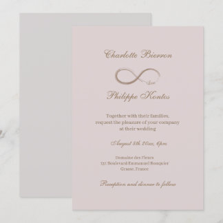 Invitation Symbole d'infinité Dusty rose gris or élégant mari