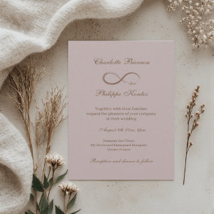 Invitation Symbole d'infinité Dusty rose gris or élégant mari