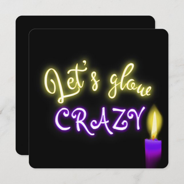 Invitation Symbole du 50e anniversaire du néon avec bougie (Devant / Derrière)