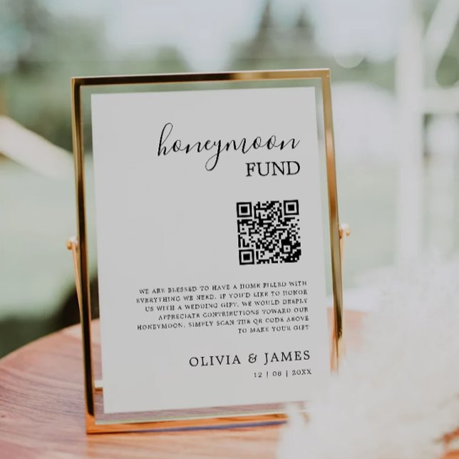 Invitation Symbole du code QR du fonds de lune de miel, Maria (Honeymoon Fund QR Code Sign, Wedding Invitation)