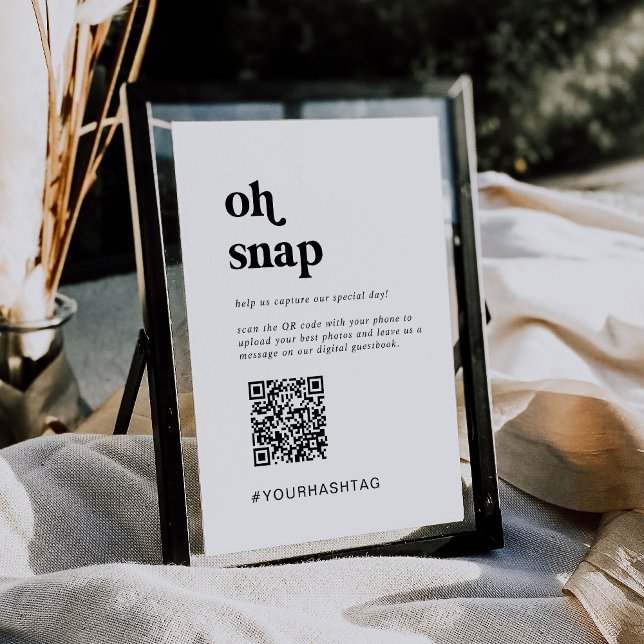 Invitation Symbole du Mariage de code QR Black Oh Snap Modern (Créateur téléchargé)