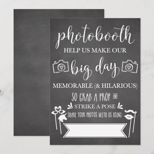 Invitation Symbole du mariage du hashtag Photobooth (Devant / Derrière)