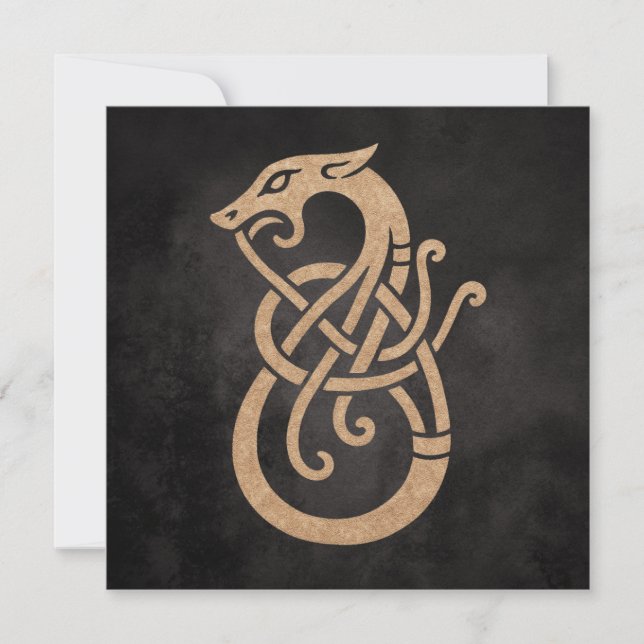 Invitation Symbole du nœud du serpent viking doré (Devant)