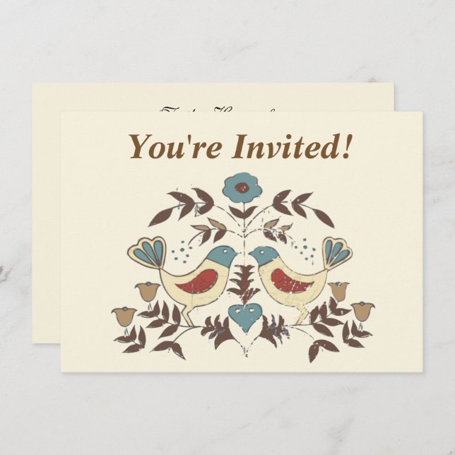 Invitation SYMBOLE Hex Amish néerlandais Pennsylvanie Bird Am (Devant / Derrière)