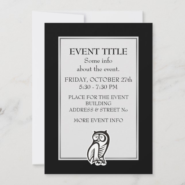 Invitation Symbole hibou blanc (Dos)