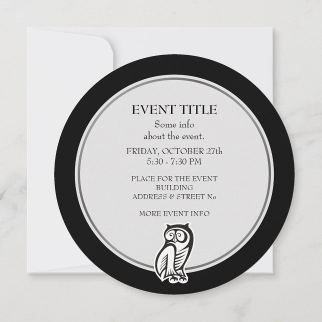 Invitation Symbole hibou blanc (Dos)