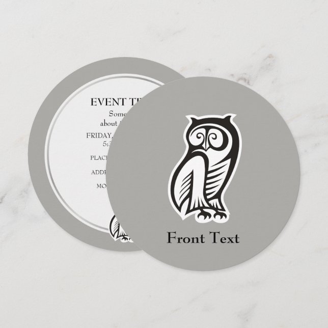 Invitation Symbole hibou noir (Devant / Derrière)