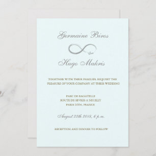 Invitation Symbole infini aqua gris or élégant mariage