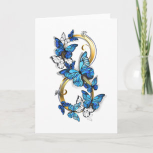 Invitation Symbole infini de papillons Morpho bleus