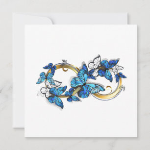 Invitation Symbole infini de papillons Morpho bleus