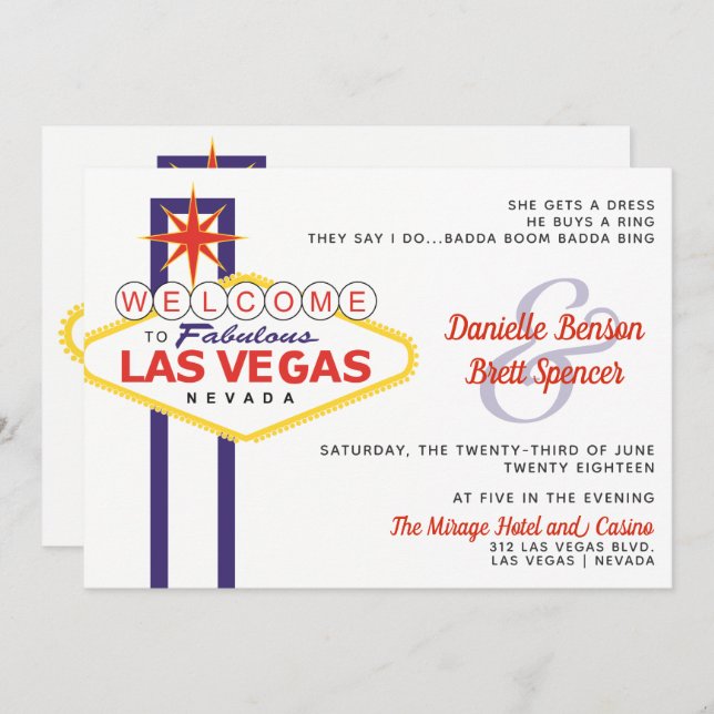 Invitation SYMBOLE Mariage Las Vegas (Devant / Derrière)