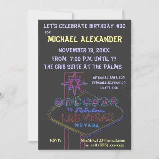 Invitation Symbole Neon De Las Vegas Anniversaire Bash Zazzle Fr