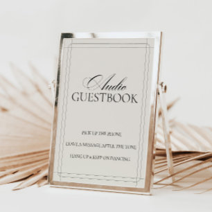 Invitation Symbole Vintage gris clair du livre d'or audio
