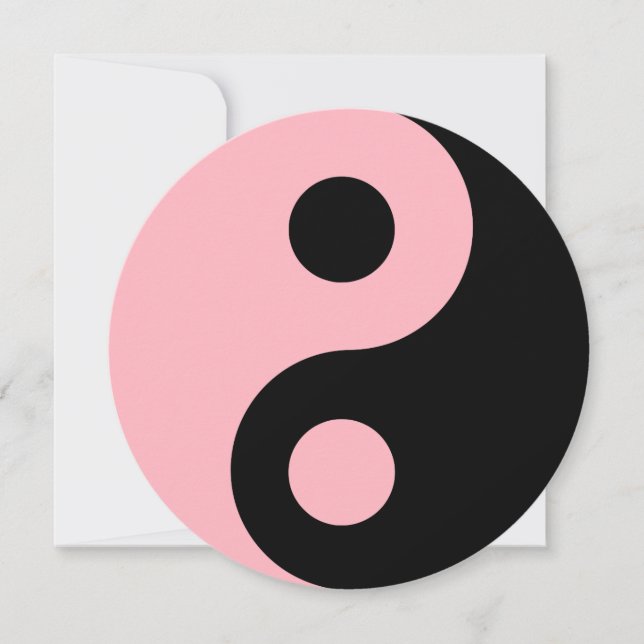 Invitation Symbole Yin Yang rose clair et noir (Devant)