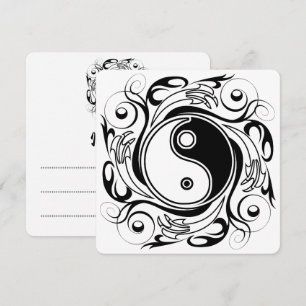 Invitation Symbole Yin & Yang Style de Tatouage Noir et Blanc
