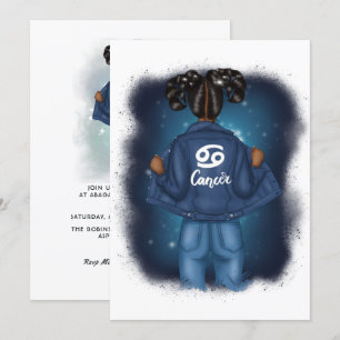 Invitation SYMBOLE Zodiaque Africain-Américain Cancer Fête d'