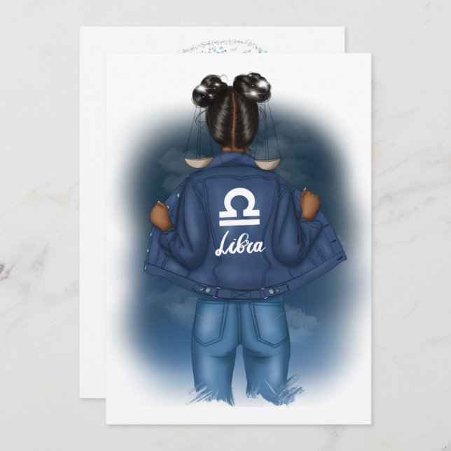 Invitation SYMBOLE Zodiaque de la Libra Afro-Américaine (Devant / Derrière)