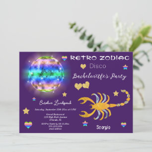 Invitation Symbole Zodiaque Disco Rétro Bachelorette