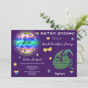 Invitation Symbole Zodiaque Rétro Disco Capricorne Bachelorte