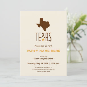 Invitation Symboles du Texas, État du Texas, marron