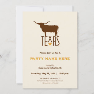 Invitation Symboles du Texas, Longhorn, marron