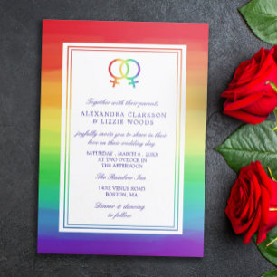 Invitation Symboles Vénus bloqués   Mariage lesbien