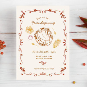 Invitation Sympa Illustré Décontracté Thanksgiving Friendsgiv