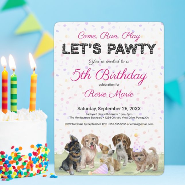 Invitation Sympa Personnalisé Chien Rosé Rossier Fête d'Anniv (Créateur téléchargé)