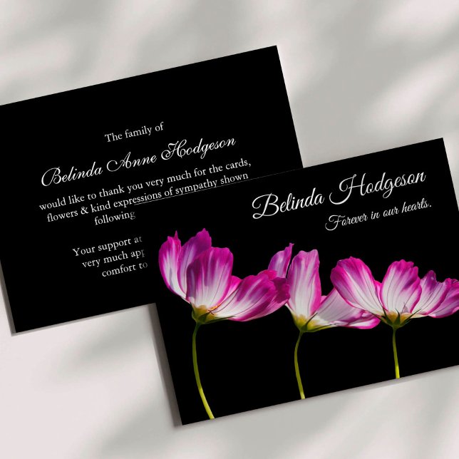 Invitation Sympathie Élégante Funérailles Florales Merci Cart (Pretty Pink Flowers Sympathy Memorial Funeral Thank You Cards)