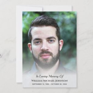 Invitation Sympathy Bereaveral Funeral Memorial Photo personn