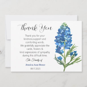 Invitation Sympathy Bluebonnets Funeral Death Merci