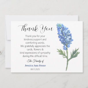 Invitation Sympathy Bluebonnets Funeral Death Merci