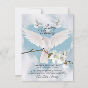 Invitation Sympathy Memory White Dove Heaven in Memory Merci