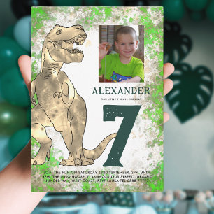 Invitation T-Rex Dinosaur 7ème anniversaire de fête Photo