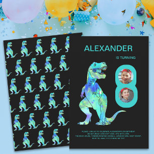 Invitation T-Rex Dinosaur Boys 8e anniversaire de fête Photo