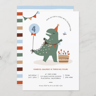 Invitation T-Rex Dinosaur moderne fête d'anniversaire