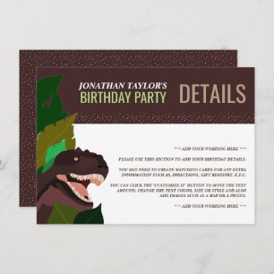 Invitation T Rex Dinosaur Party Enfants Anniversaire Détails