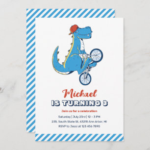 Invitation T-Rex Dinosaur Ride Vélo Enfants Garçons Anniversa