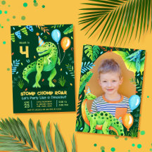 T Rex Dinosaur Stomp Chomp Roar Boy Photo Annivers