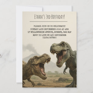 Invitation T-Rex Duo rugissant en réalité Anniversaire