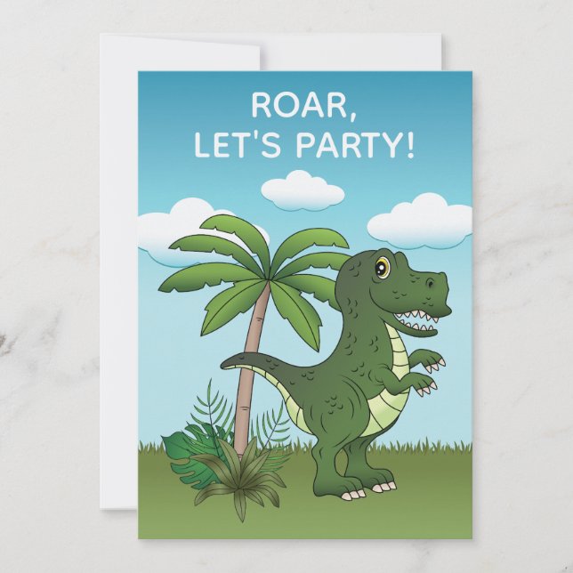 Invitation T-rex Et Pteranodon Dinosaur Anniversaire Enfant M (Devant)