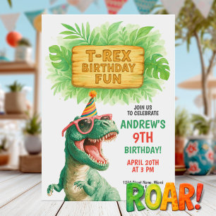 Invitation T-Rex Jungle Anniversaire Amusant