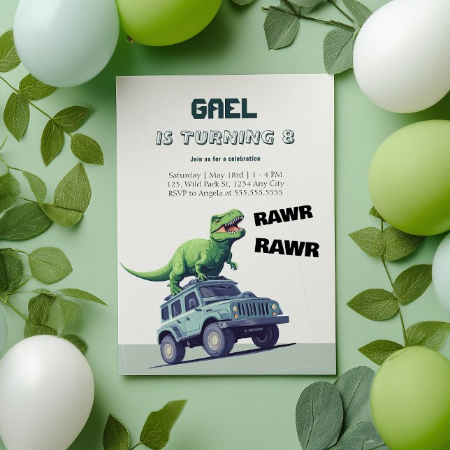 Invitation T-Rex Monster Truck Rawr Dinosaur Anniversaire de  (Créateur téléchargé)