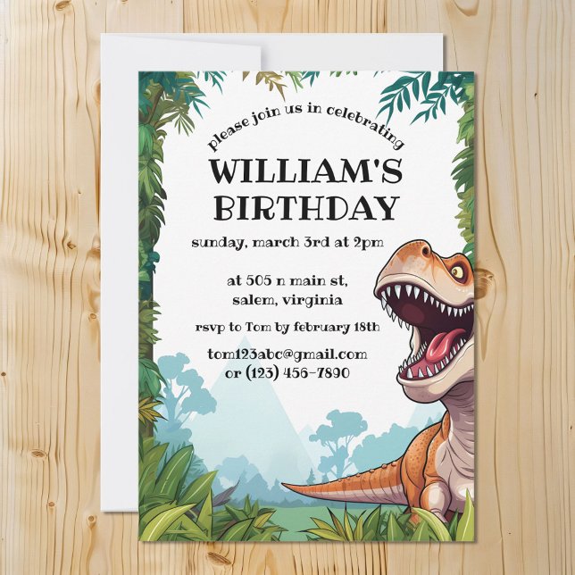 Invitation T Rex Tyrannosaurus Dinosaur fête d'anniversaire (Créateur téléchargé)