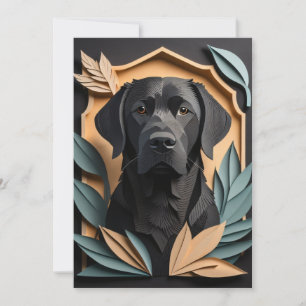 Invitation T-shirt 3D Paper Art Black Labrador Design