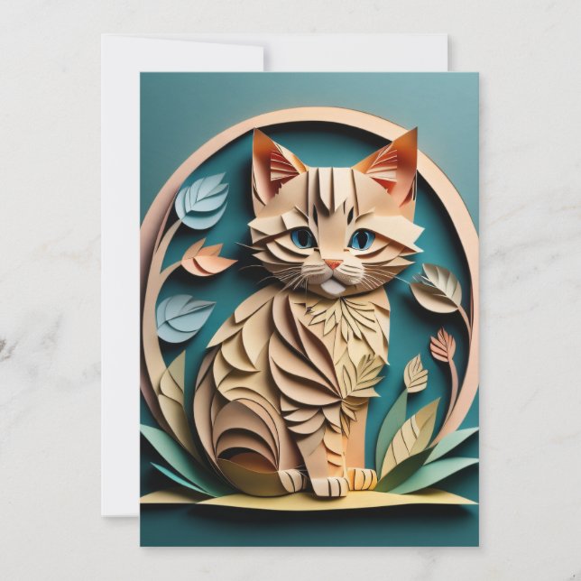 Invitation T-shirt design en papier 3D Art Kitten (Devant)