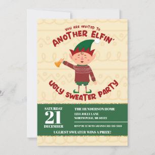 Invitation T-shirt drôle d'elfe de Noël pour une fête laide