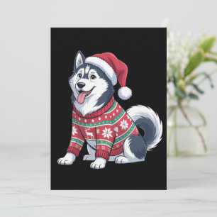 Invitation T-shirt Ugly de chien Husky Sibérien Chapeau de Pè
