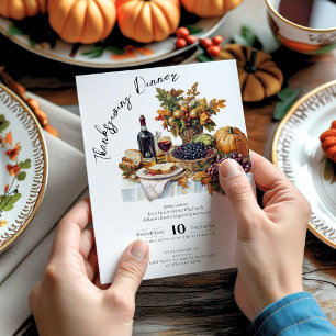 Invitation Table Bountiful Rustic Thanksgiving Diner Citrouil